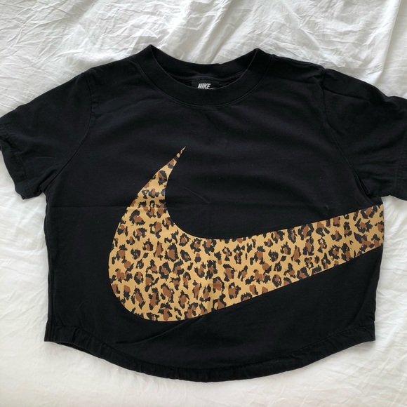 Tops - Nike Black Cheetah Nike Check Short Sleeve Top